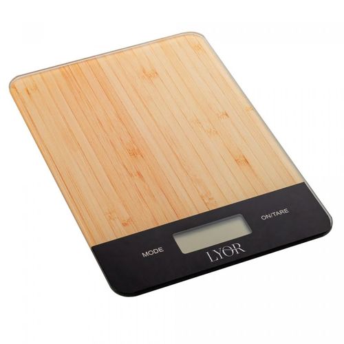 Balança de Cozinha Digital de Vidro com Estampa de Bambu 5kg - Lyor
