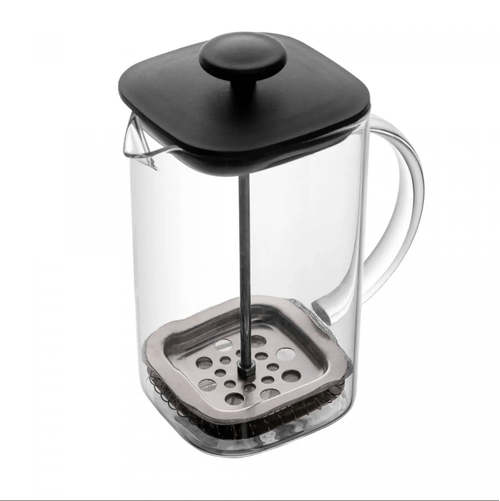 Cafeteira Prensa Francesa de Vidro Borossilicato e Tampa de Plástico Preta Quadratta 600ml - Lyor