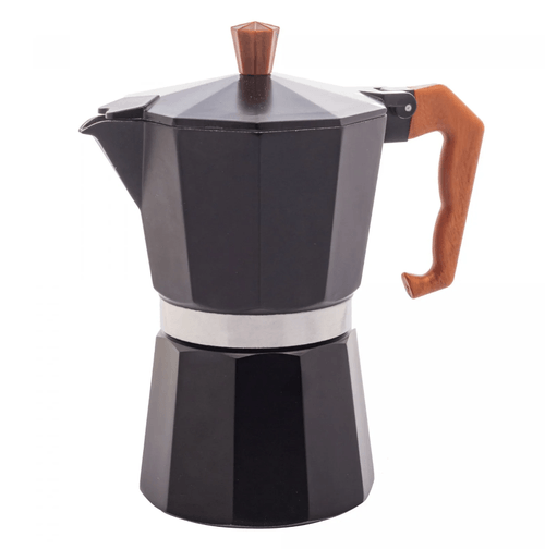 Cafeteira Italiana de Alumínio 6 Doses com Cabo em Plástico Preta Fosca 300ml - Wolff